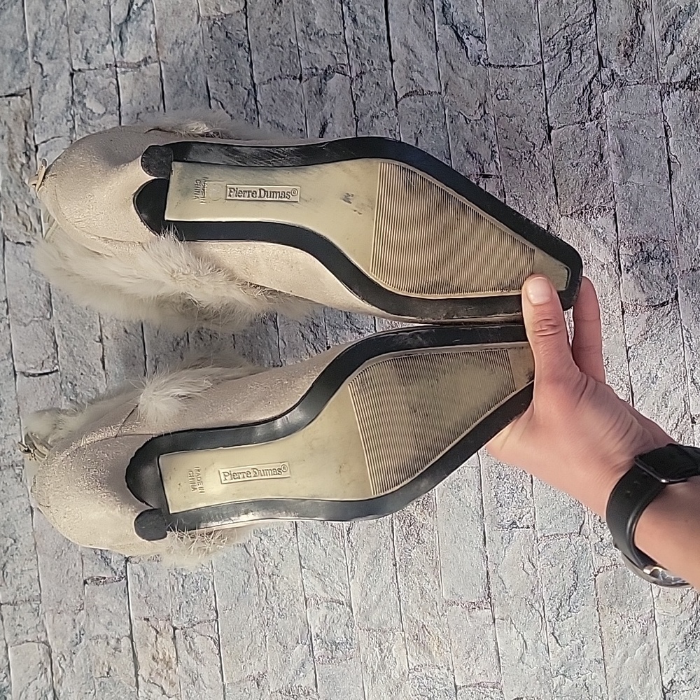 Pierre Dumas 3 Inch Heel Boots with Faux Fur Cream - Picture 8 of 12